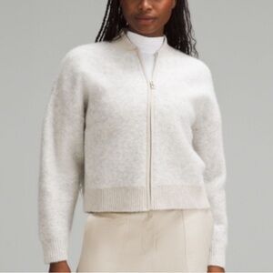 lululemon athletica Lululemon Alpaca Wool-Blend Bomber Jacket Grey Beige medium